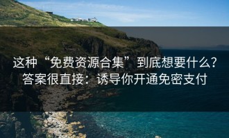 这种“免费资源合集”到底想要什么？答案很直接：诱导你开通免密支付